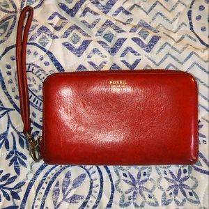 *SOLD* Fossil Red Leather Mini Wallet
